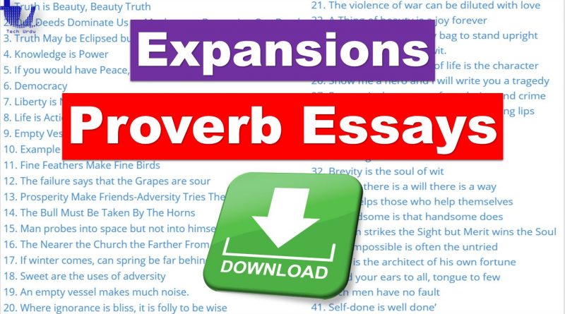 Proverb Expansions & Proverb Essays for Competitive Examinations (PDF Download) - Tech Urdu