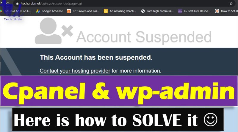 Account Suspension - Cpanel & wp-admin Suspended - techurdu.net