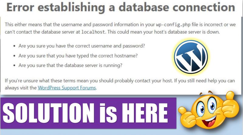 Here is How to Fix Error Establishing a Database Connection in WordPress - techurdu.net